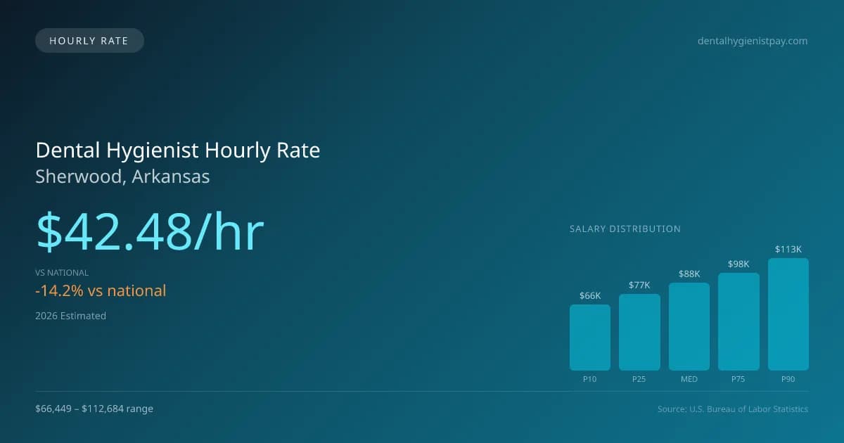 Dental Hygienist Hourly Rate in Sherwood, AR — 2026 est., based on 2025 BLS