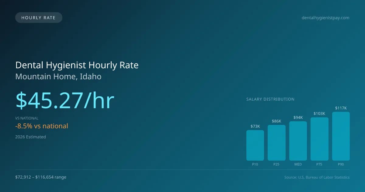 Dental Hygienist Hourly Rate in Mountain Home, ID — 2026 est., based on 2025 BLS