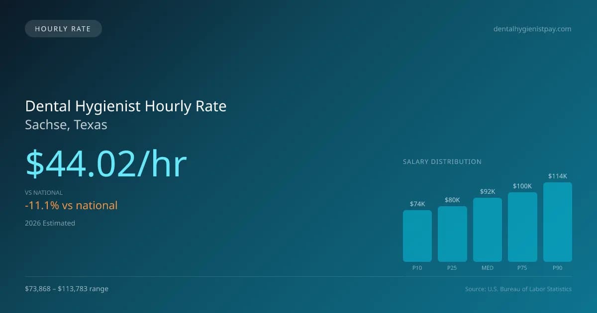 Dental Hygienist Hourly Rate in Sachse, TX — 2026 est., based on 2025 BLS