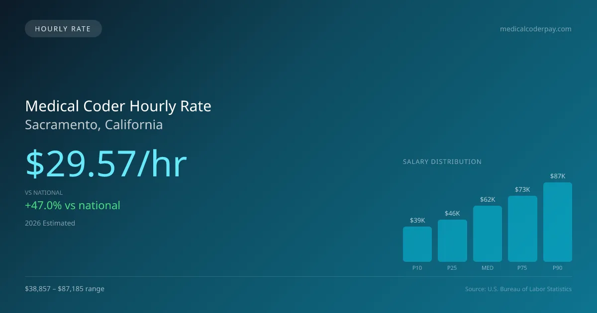 Medical Coder Hourly Rate in Sacramento, CA — 2026 est., based on 2025 BLS