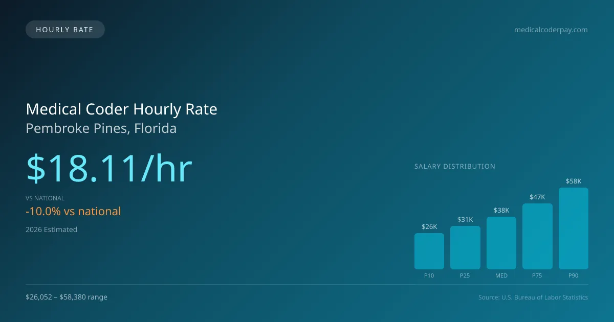 Medical Coder Hourly Rate in Pembroke Pines, FL — 2026 est., based on 2025 BLS