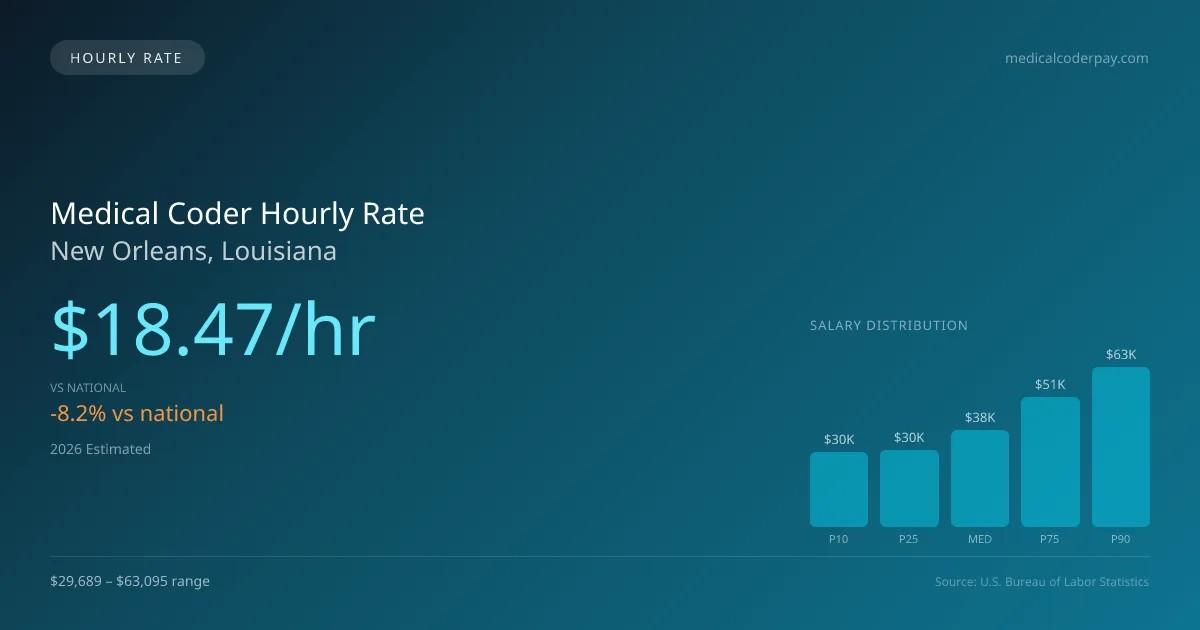 Medical Coder Hourly Rate in New Orleans, LA — 2026 est., based on 2025 BLS