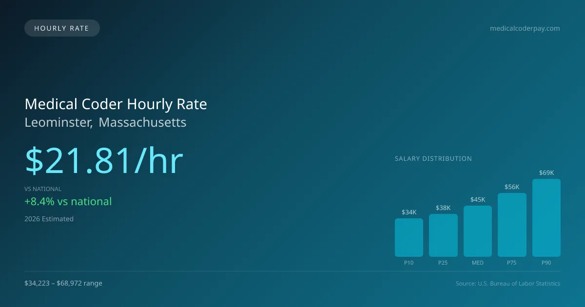 Medical Coder Hourly Rate in Leominster, MA — 2026 est., based on 2025 BLS