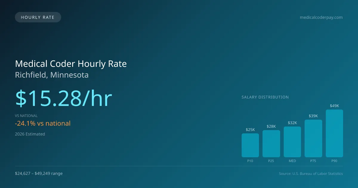 Medical Coder Hourly Rate in Richfield, MN — 2026 est., based on 2025 BLS