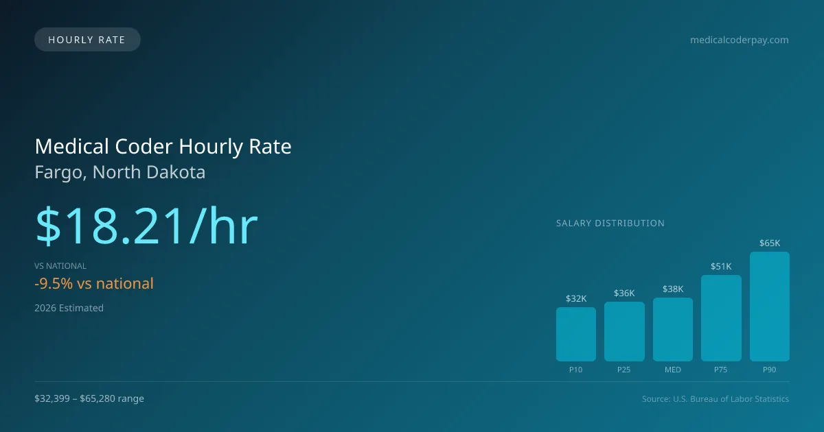 Medical Coder Hourly Rate in Fargo, ND — 2026 est., based on 2025 BLS
