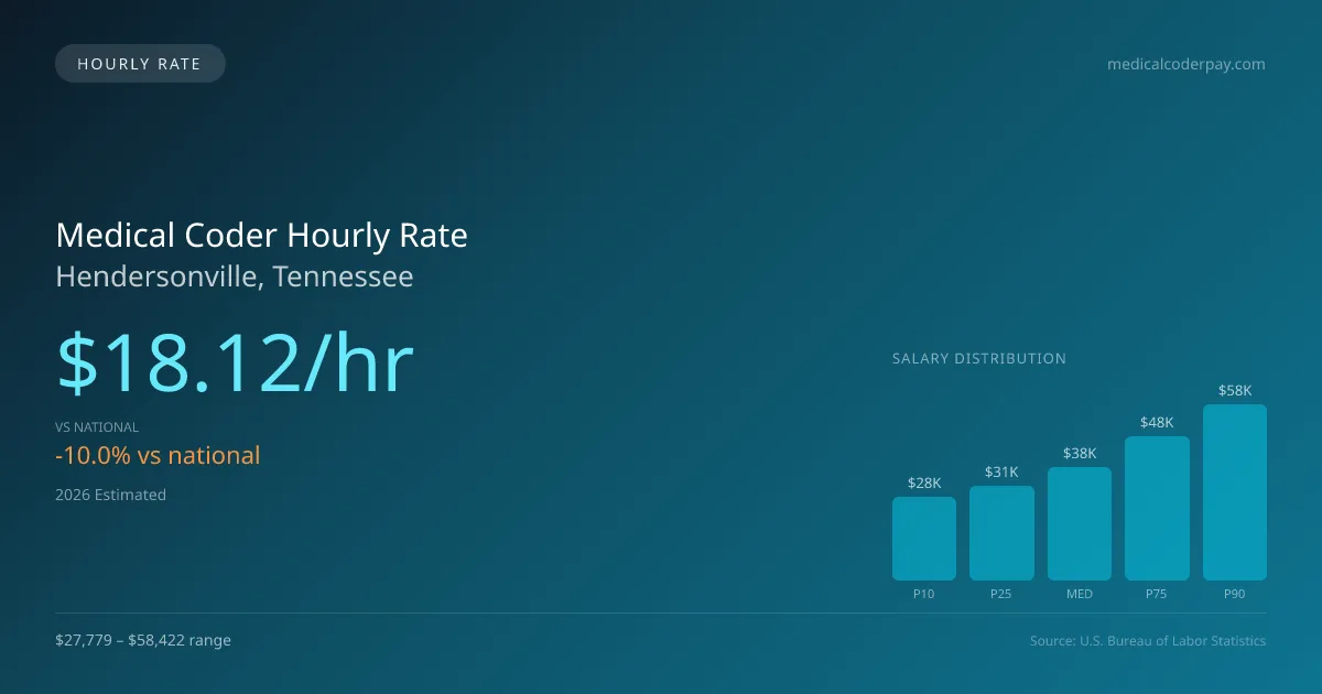 Medical Coder Hourly Rate in Hendersonville, TN — 2026 est., based on 2025 BLS