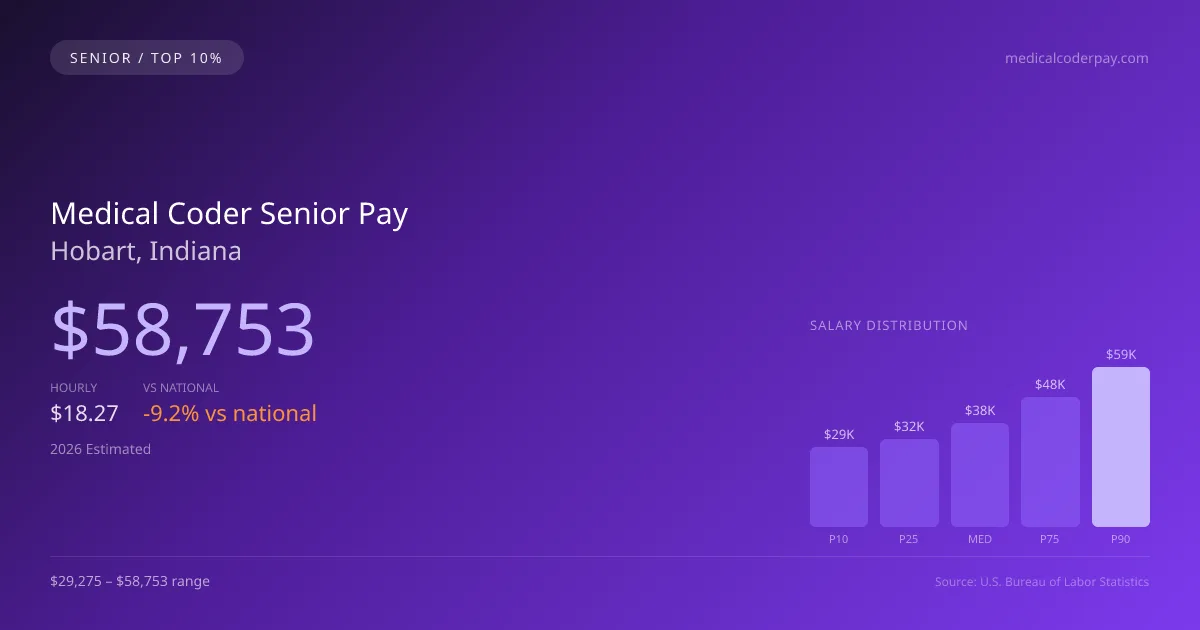 Medical Coder Senior Salary in Hobart, IN — 2026 est., based on 2025 BLS