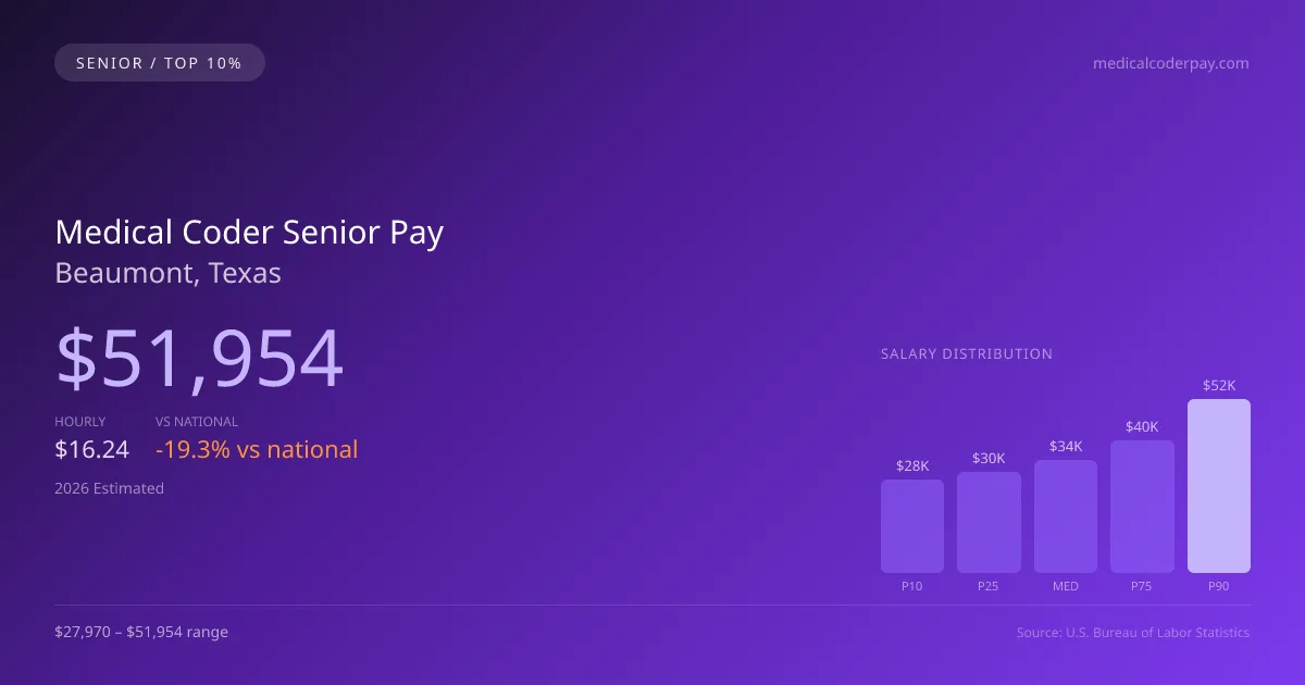 Medical Coder Senior Salary in Beaumont, TX — 2026 est., based on 2025 BLS